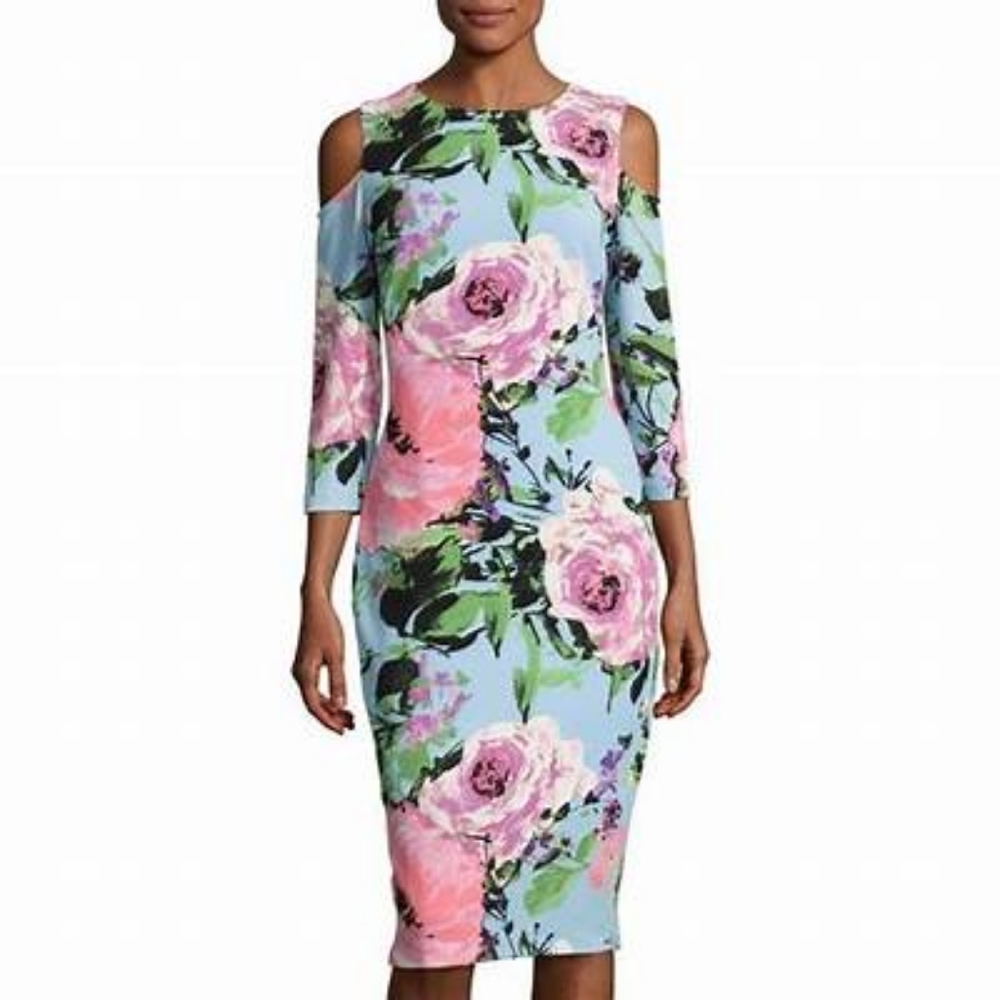 NWT, Jax Black Label Cold Shoulder Floral Dress